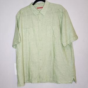 Havanera Linen Cotton Green Short Sleeve Button Shirt men's size XL
